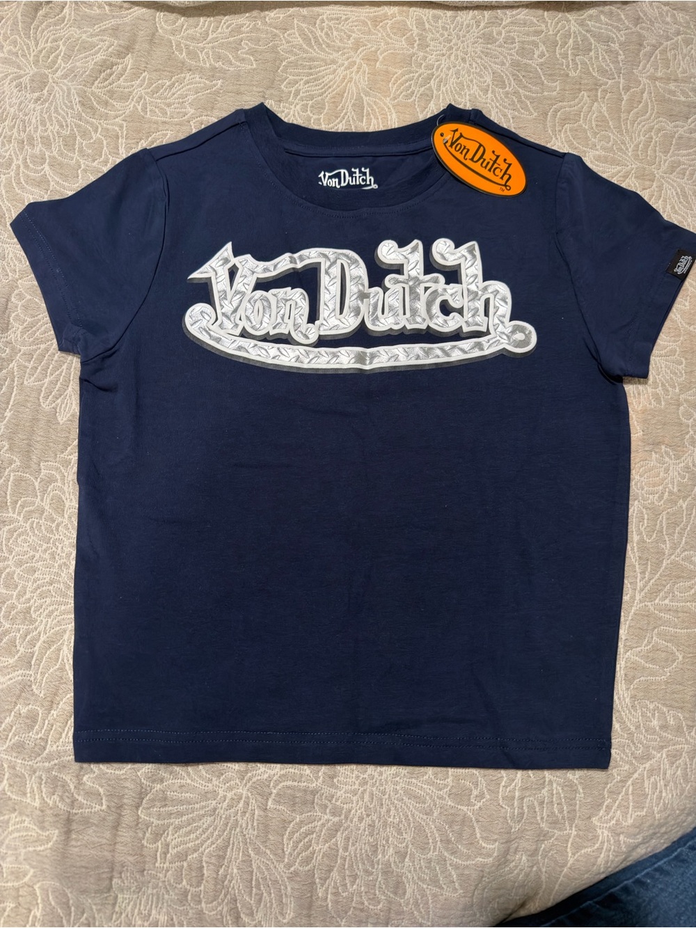 Von Dutch Navy Short Sleeve Tee with White Logo